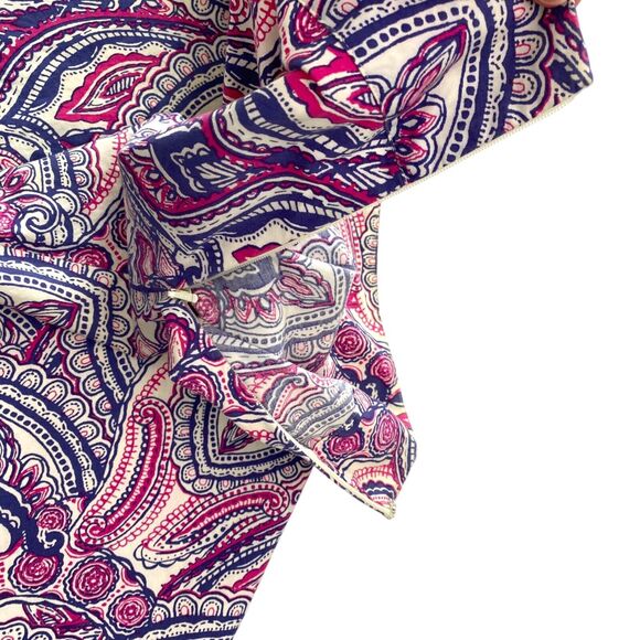 Talbots Midi Skirt Womens 12 Pink Paisley 100% Cotton Flowy Boho Career - Picture 4 of 9